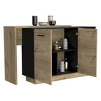 Îlot de cuisine pour cuisine et salle à manger, chêne noir/clair