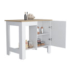 Îlot de cuisine Shoproni, un tiroir, finition blanche, haute qualité et durable