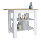 Îlot de cuisine Shoproni, un tiroir, finition blanche, haute qualité et durable