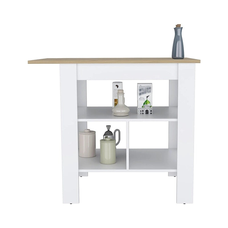 Îlot de cuisine Shoproni, un tiroir, finition blanche, haute qualité et durable