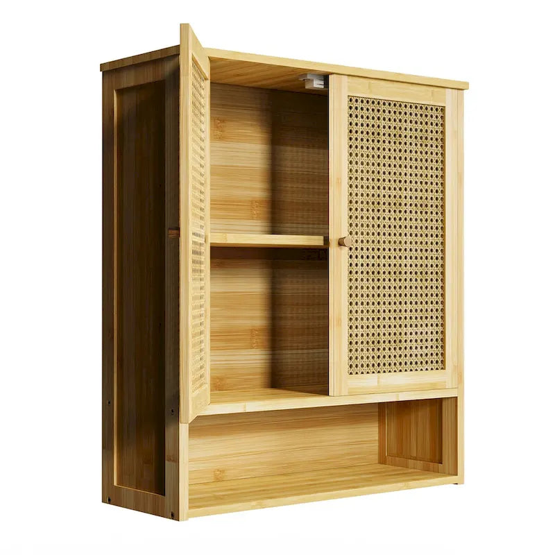 Armoire murale en bambou avec 3 étagères