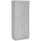 Modern Kitchen Pantry Freestanding Cabinet Cupboard with Doors and Drawer, Adjustable Shelving, Grey