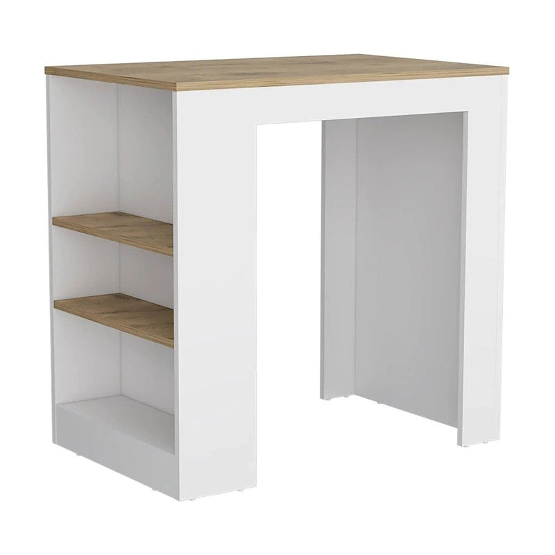 Îlot de cuisine Highlands avec base de rangement en blanc et macadamia