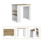 Îlot de cuisine Highlands avec base de rangement en blanc et macadamia