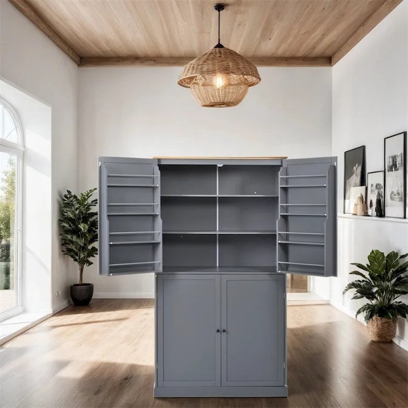 Garde-manger indépendant avec tiroir, étagères réglables et étagères de porte