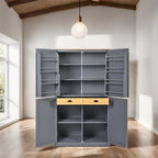 Garde-manger indépendant avec tiroir, étagères réglables et étagères de porte