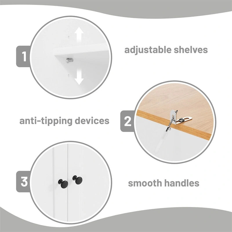 Garde-manger indépendant avec tiroir, étagères réglables et étagères de porte