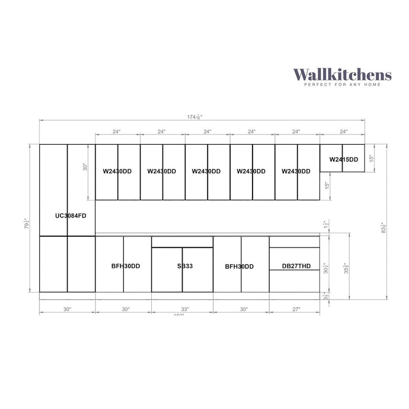 Collection Cuisine Impériale, base en teck naturel et noir, largeur 4,57 m (15 pi) - 174 x 24 po