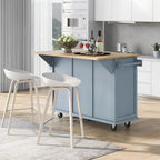 Desserte de cuisine en bois d'hévéa avec plateau rabattable, porte, étagère de rangement intérieure et 3 tiroirs