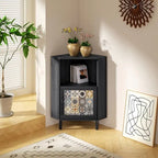 Mixoy Side Cabinet with Storage, Modern Free Standing Cabinet, Buffet Sideboard with Metal Base - corner