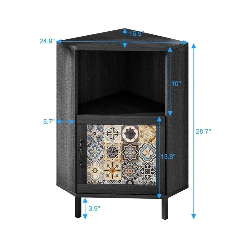 Meuble d'angle Mixoy avec rangement, meuble moderne autoportant, buffet avec piètement en métal