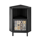 Meuble d'angle Mixoy avec rangement, meuble moderne autoportant, buffet avec piètement en métal