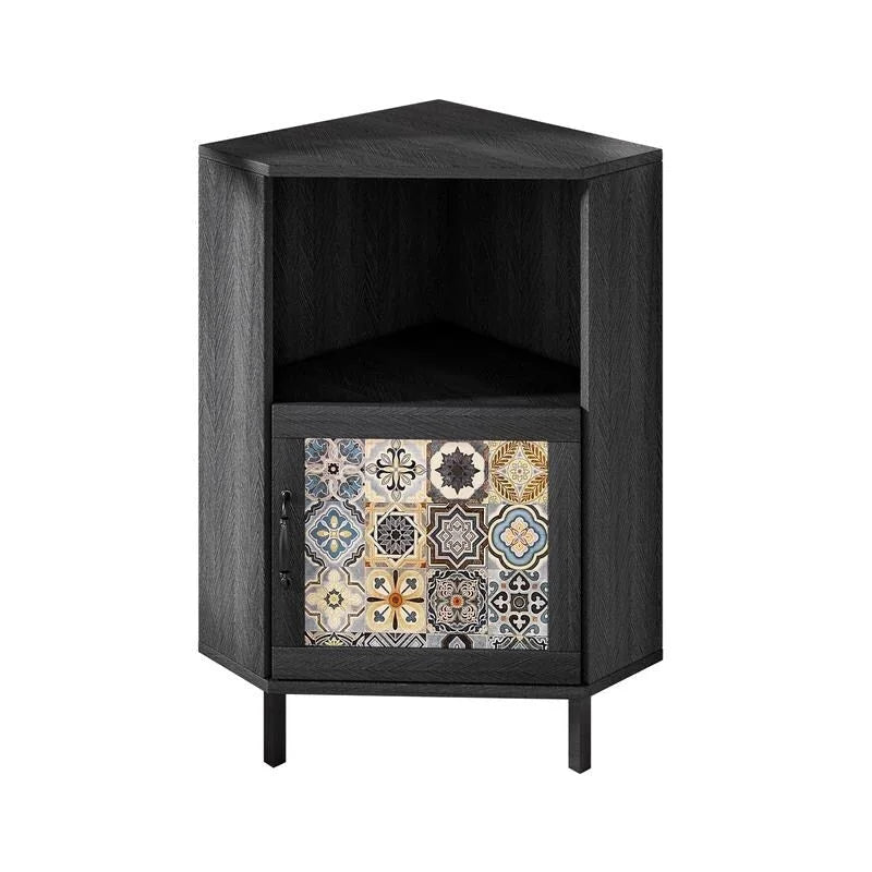 Meuble d'angle Mixoy avec rangement, meuble moderne autoportant, buffet avec piètement en métal