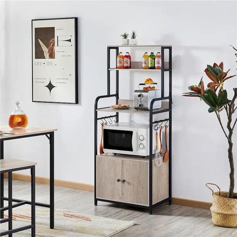 Étagère de boulangerie Yaheetech à plusieurs niveaux avec 1 armoire et 3 étagères de rangement