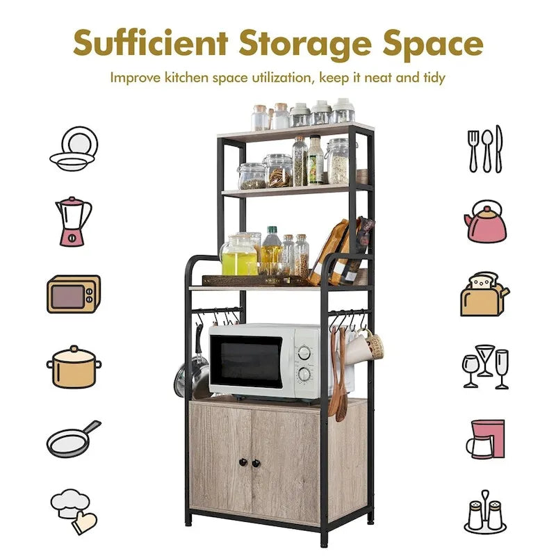 Étagère de boulangerie Yaheetech à plusieurs niveaux avec 1 armoire et 3 étagères de rangement