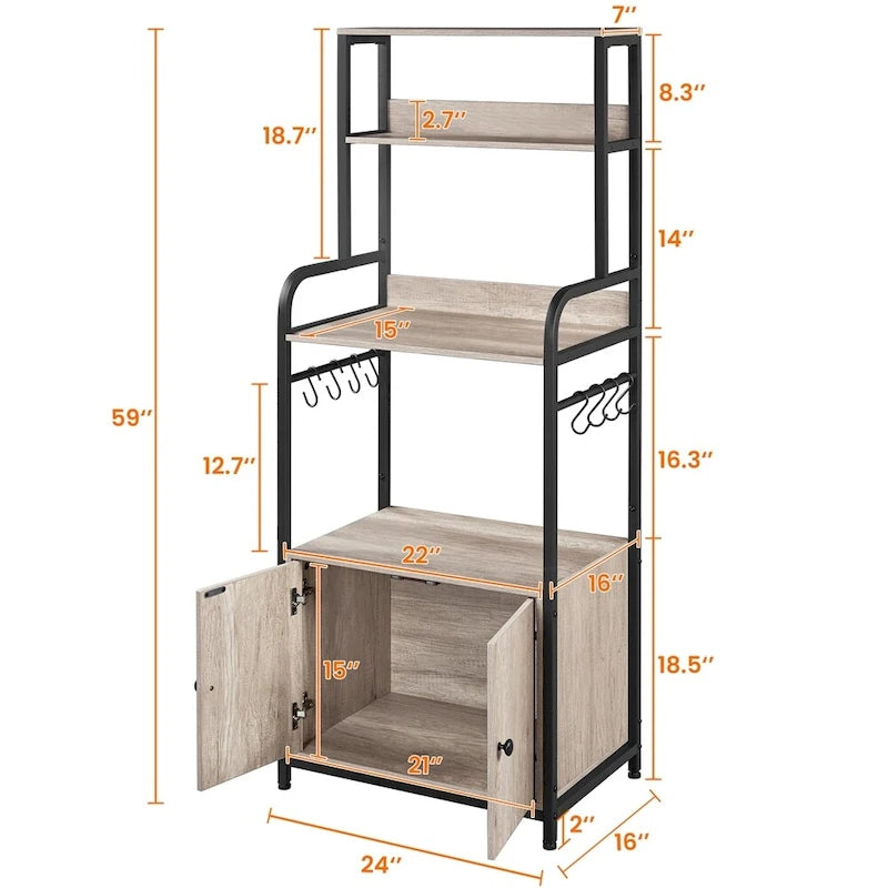 Étagère de boulangerie Yaheetech à plusieurs niveaux avec 1 armoire et 3 étagères de rangement