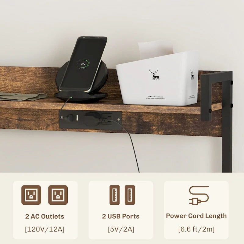 Étagère de boulanger avec prise électrique, éclairage LED et rangement