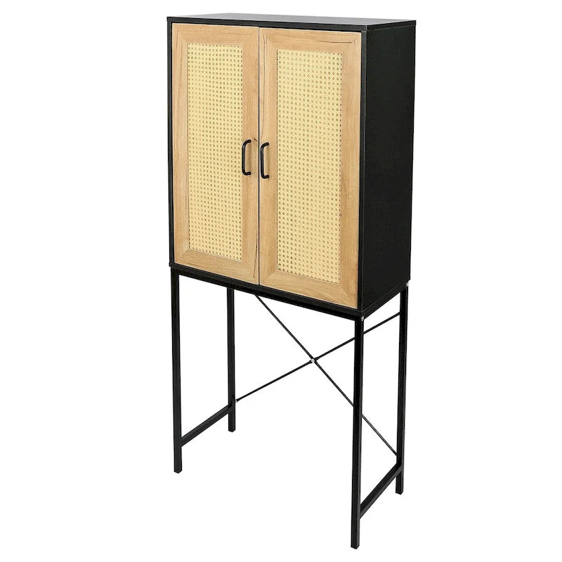 Armoire élégante de 59 cm de haut avec 2 portes en rotin
