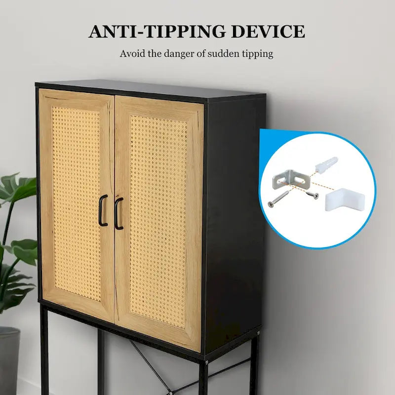 Armoire élégante de 59 cm de haut avec 2 portes en rotin