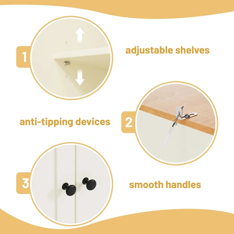 Armoire de rangement de cuisine autoportante avec 2 tiroirs, 2 étagères réglables et 8 étagères de porte.