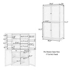 Armoire de rangement de cuisine autoportante avec 2 tiroirs, 2 étagères réglables et 8 étagères de porte.