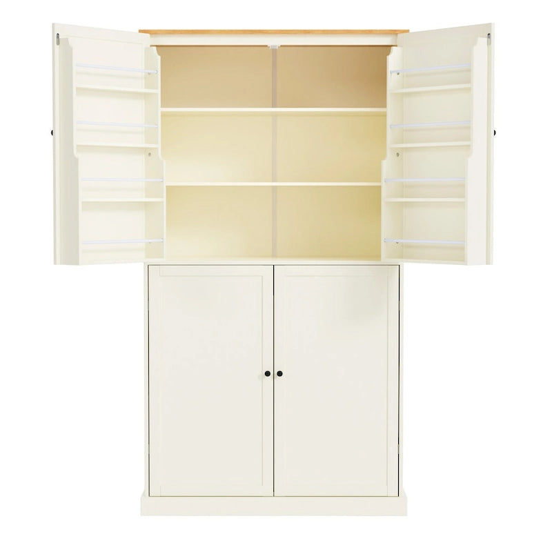 Armoire de rangement de cuisine autoportante avec 2 tiroirs, 2 étagères réglables et 8 étagères de porte.