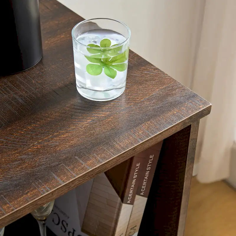 Meuble bar à café avec casier à vin, buffet à portes coulissantes de style grange avec tiroir et étagères de rangement réglables, salon, salle à manger