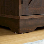 Meuble bar à café avec casier à vin, buffet à portes coulissantes de style grange avec tiroir et étagères de rangement réglables, salon, salle à manger