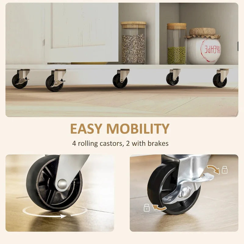 Îlot de cuisine mobile avec rangement sur roulettes et tiroir