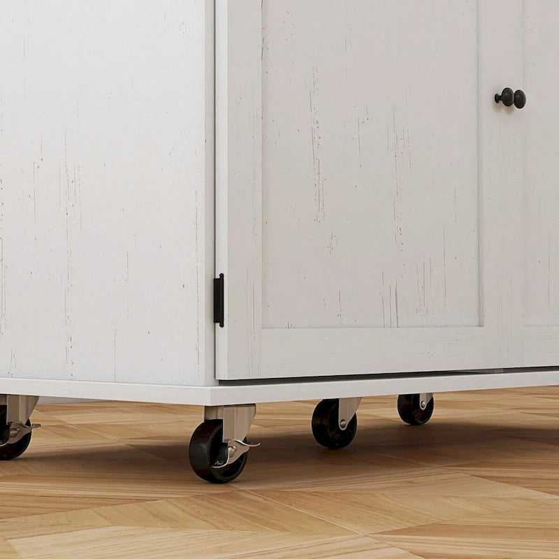 Îlot de cuisine mobile avec rangement sur roulettes et tiroir
