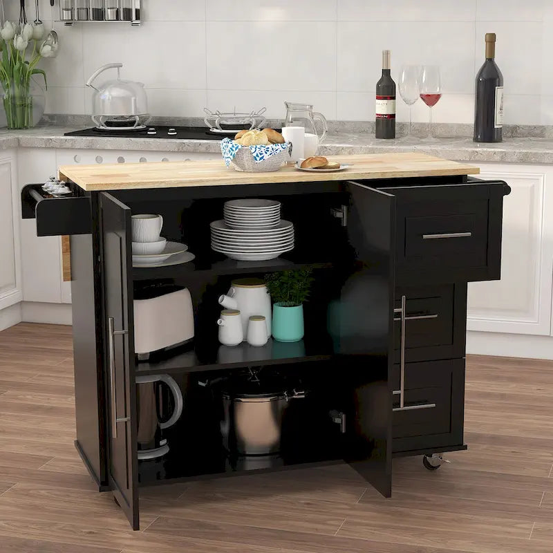 Îlot de cuisine avec étagère à épices