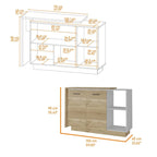 Ensemble de cuisine Crescent 2 pièces, îlot et garde-manger, 4 portes et 7 étagères, blanc et chêne clair