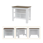 Ensemble de cuisine Ralston 2 pièces, îlot et armoire garde-manger à 4 portes et 7 étagères, blanc et noyer