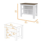 Ensemble de cuisine Ralston 2 pièces, îlot et armoire garde-manger à 4 portes et 7 étagères, blanc et noyer