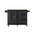 Chariot îlot de cuisine avec plateau extensible en bois d'hévéa et roues verrouillables