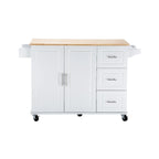 Chariot îlot de cuisine avec plateau extensible en bois d'hévéa et roues verrouillables