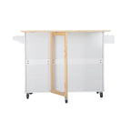 Chariot îlot de cuisine avec plateau extensible en bois d'hévéa et roues verrouillables