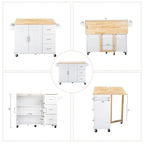 Chariot îlot de cuisine avec plateau extensible en bois d'hévéa et roues verrouillables