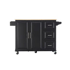 Chariot îlot de cuisine avec plateau extensible en bois d'hévéa et roues verrouillables