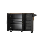 Chariot îlot de cuisine avec plateau extensible en bois d'hévéa et roues verrouillables