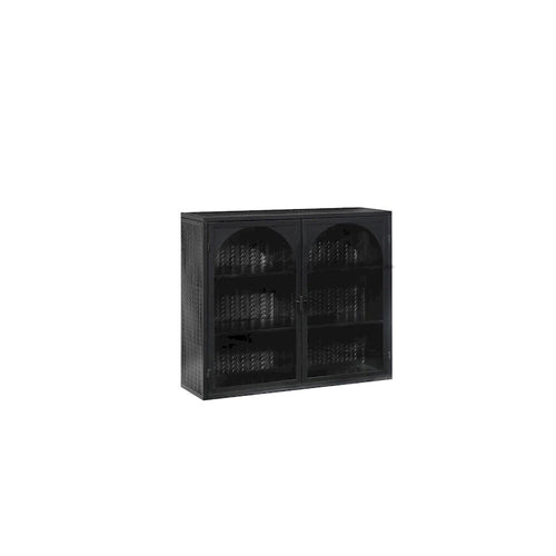 Armoire murale moderne à deux portes vitrées avec rangement à trois niveaux - N/A