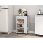 5-Shelf 1-Drawer Kitchen Cart White and Light Oak