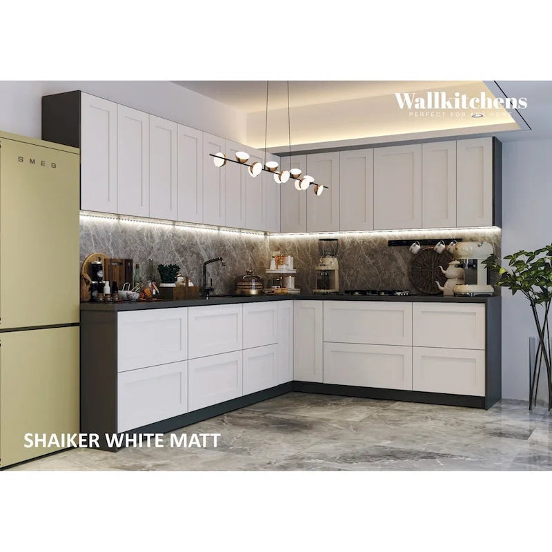 Collection culinaire de cuisine, base blanche mate, largeur 10 pieds (94 x 120 po)