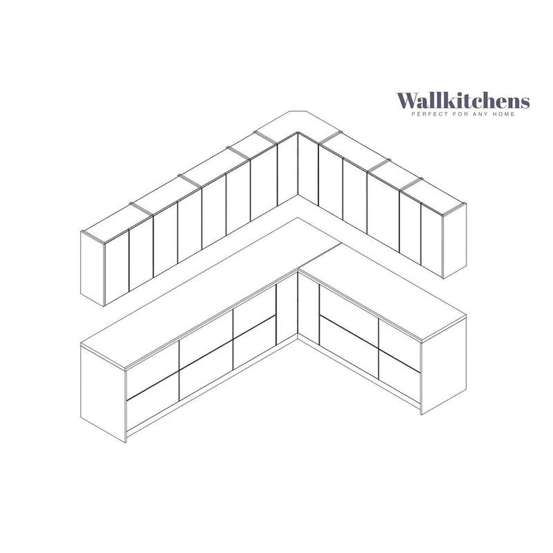 Collection culinaire de cuisine, base blanche mate, largeur 10 pieds (94 x 120 po)