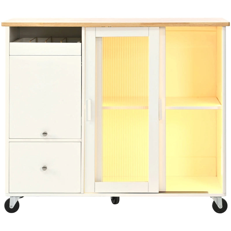 Îlot de cuisine avec abattant et éclairage LED