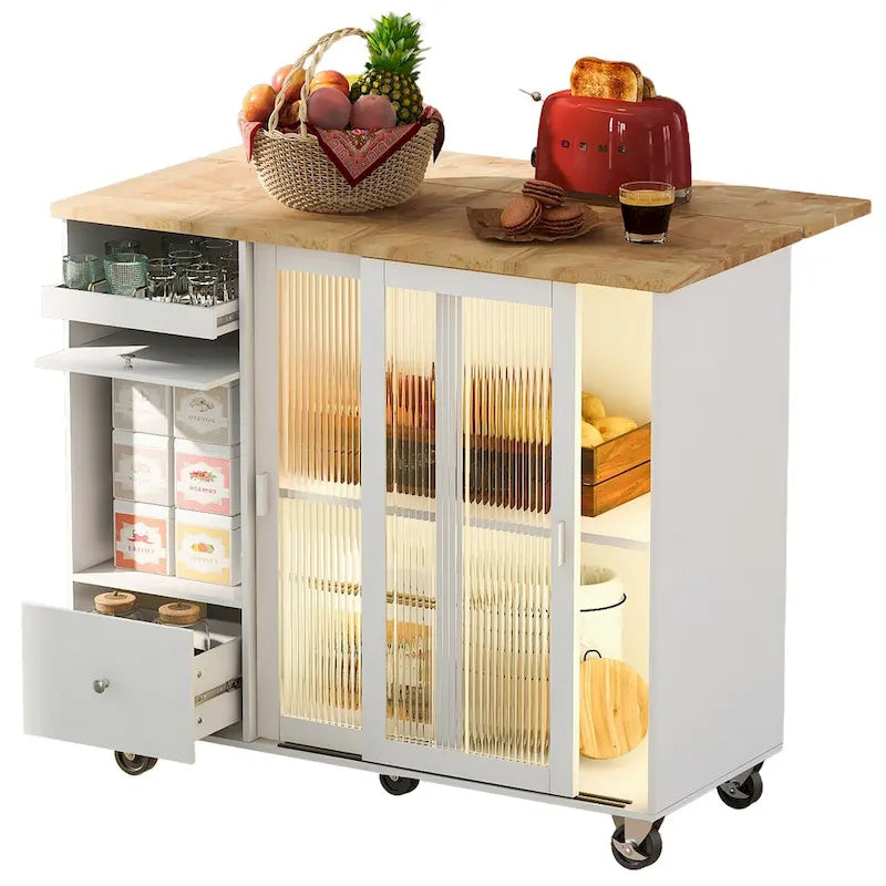 Îlot de cuisine avec abattant et éclairage LED