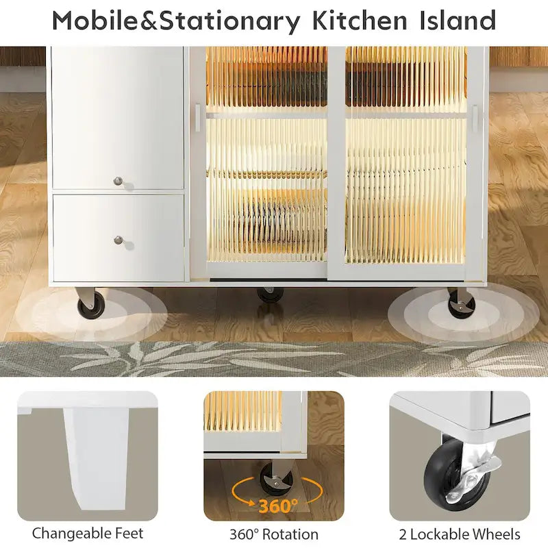 Îlot de cuisine avec abattant et éclairage LED