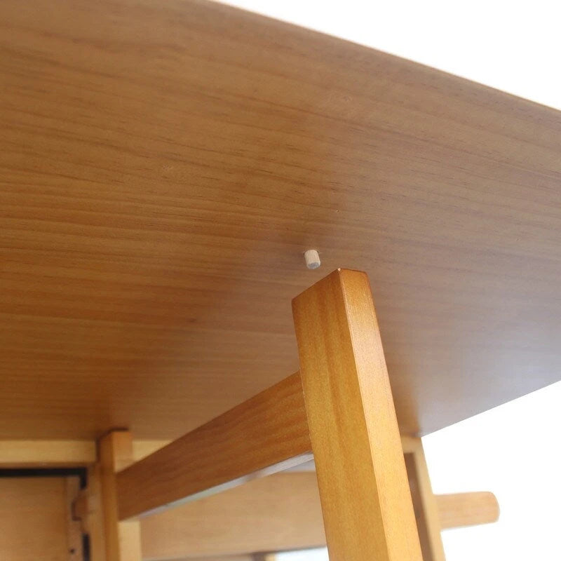 Chariot de cuisine pliant carré en bois massif avec 2 tabourets offerts, marron