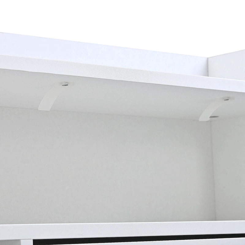 Meuble à chaussures à 2 niveaux avec 4 tiroirs rabattables, blanc, autoportant