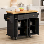 Chariot de cuisine en MDF avec 4 portes et 2 tiroirs, étagère à épices, porte-serviettes